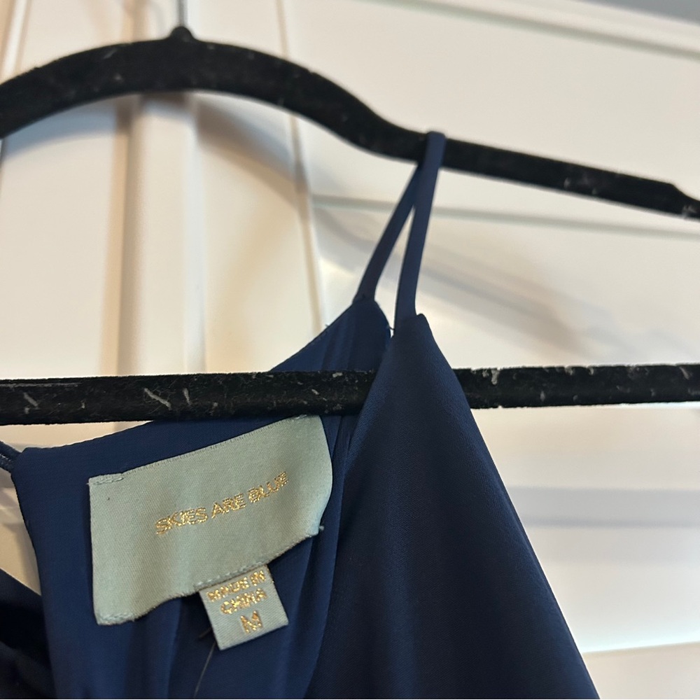 Skies are Blue Lace Up Front Grommet Mini Dress Navy Blue Size Medium - Picture 3 of 5
